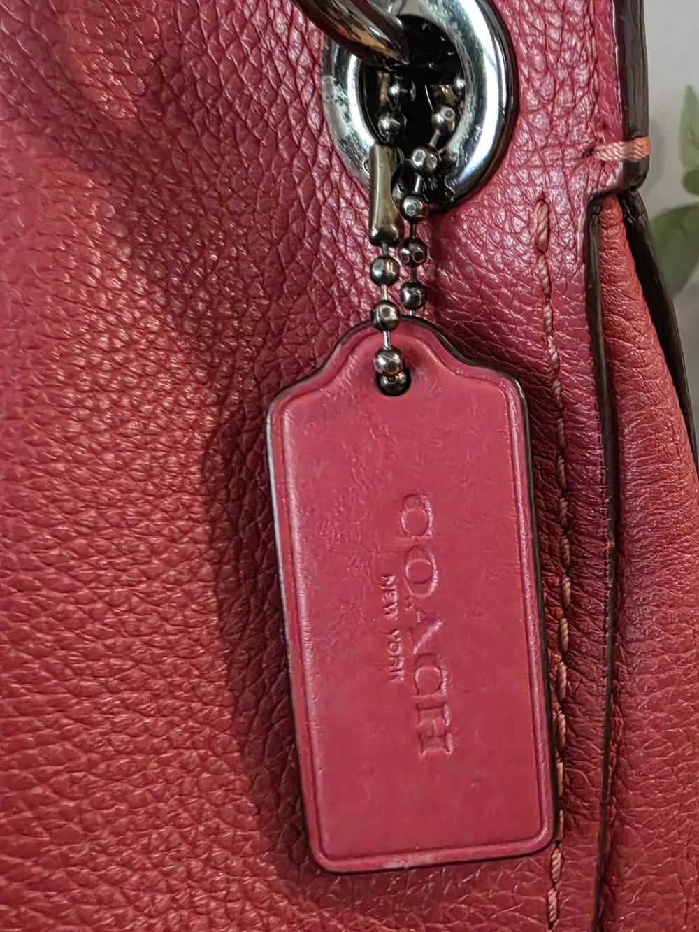 COACH Pebbled Leather Shoulder Bag in Red